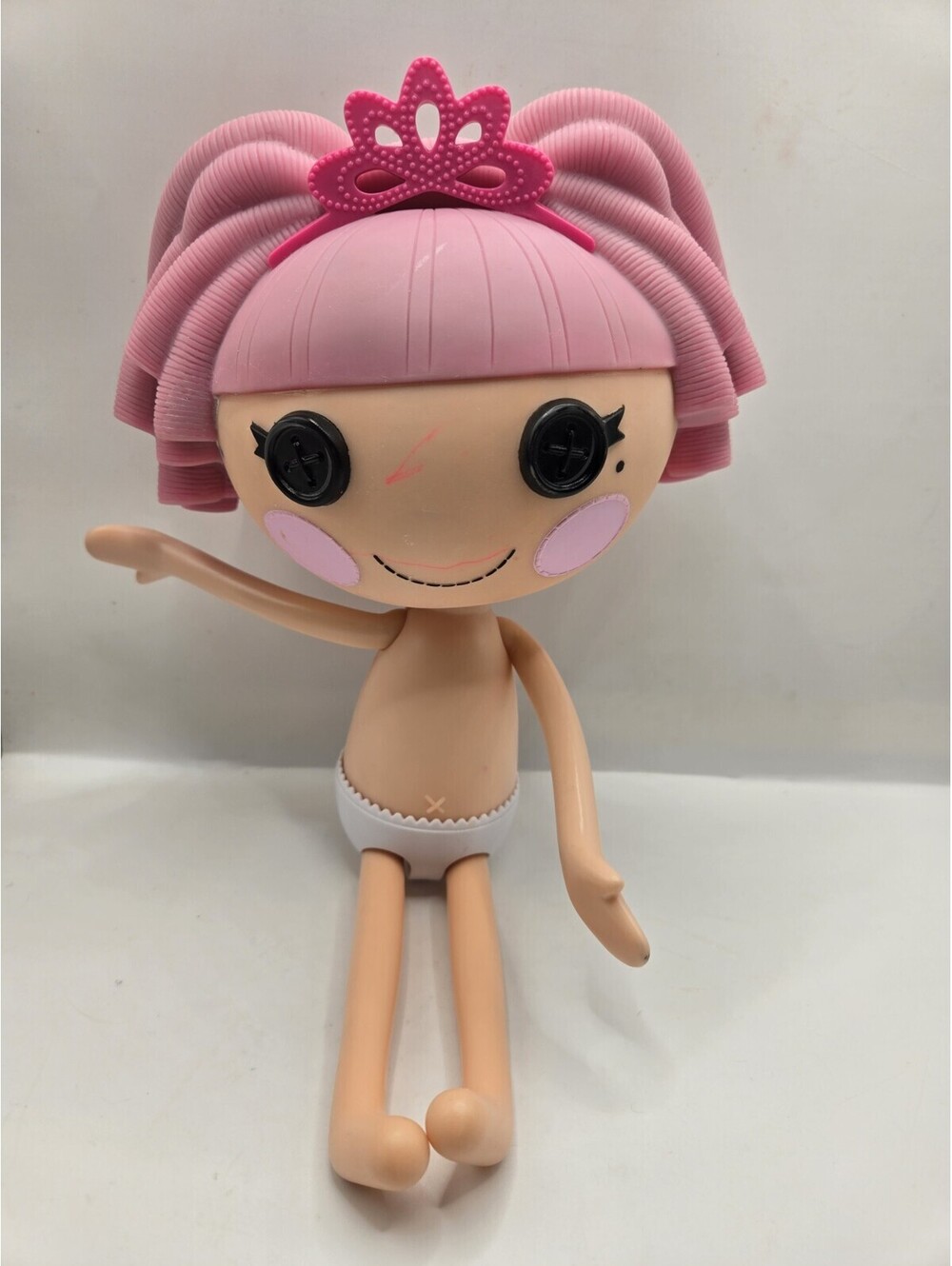 2009 Lalaloopsy Jewel Sparkles Doll Full Size 12" Pink Hair & Crown Nude As Is